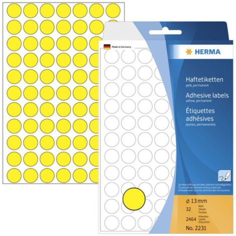 Etykiety samoprzylepne Herma okrągłe kropki 13mm żółte